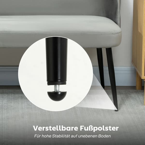 2-sits soffa, grå sammet med metallram, modern design för små utrymmen