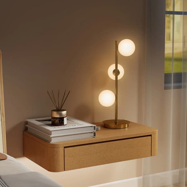 HOMCOM Bordlampe Messing, 3 Kugleformede Skærme, Stålbase, 53cm
