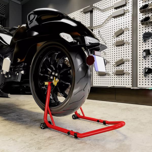 Motorcykelstativ Fram/Bak - Max 544kg, Stål, Röd
