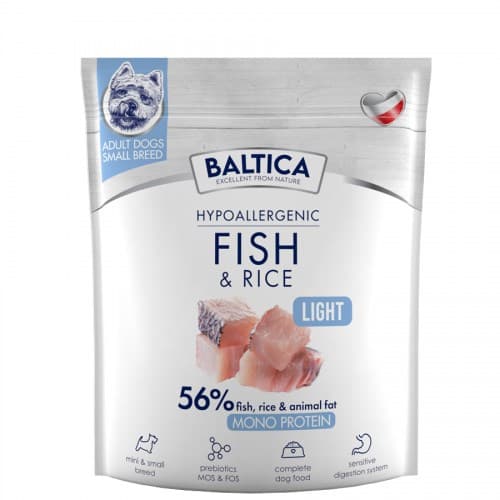 BALTICA Nutraceutic Hypoallergenic Light S Fisk med ris - tørfoder til hunde - 1 kg