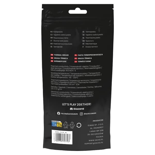 Savio TG-05 4g kølepladeforbindelse Termisk pasta 18 W/m·K