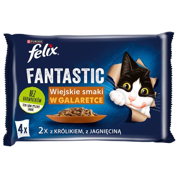 Felix Fantastic kanin, lam - vådfoder til katte 340 g (4 x 85 g)