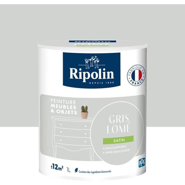 Möbel- och objektfärg - Lomégrå - Satinfinish - Ripolin - 1L