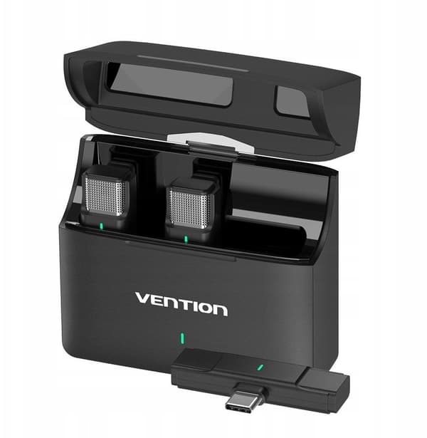 Set med 2 Vention USB-C-mikrofoner + laddningsfodral