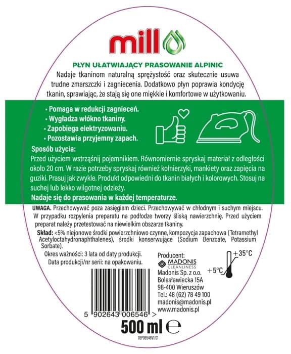 Mill ALPINIC Strygemiddel flydende spray 500 ml