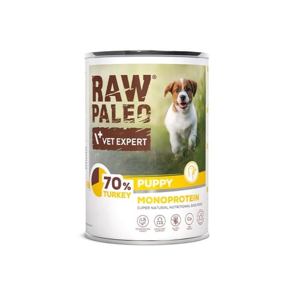 VETEXPERT Raw Paleo Puppy Monoprotein Kalkon - våtfoder för valpar - 400 g