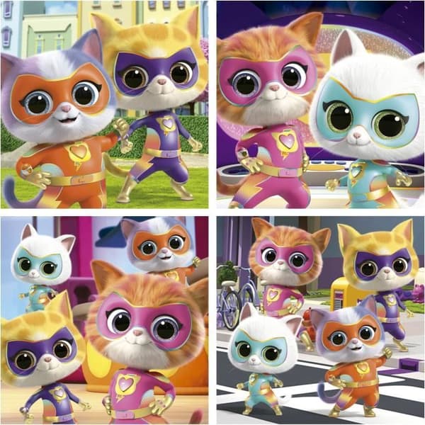 Progressivt puslespil - EDUCA - SuperKitties - 12+16+20+25 brikker