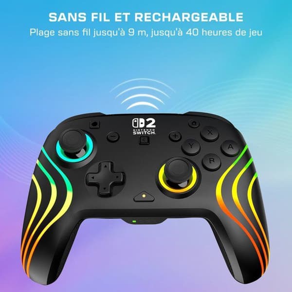 Gamepad - Nintendo Switch 2 - Afterglow Wave - RGB - Trådlös - Svart - Turtle Beach