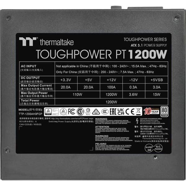 THERMALTAKE Toughpower PT - Modulær PC-strømforsyning - 1200 W - 80Plus Platinum