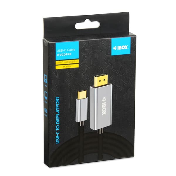 iBox ITVCDP4K videokabeladapter 1,8 m USB Typ-C DisplayPort Svart