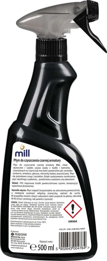 Mill Clean -puhdistusneste mustille kalusteille, 500 ml