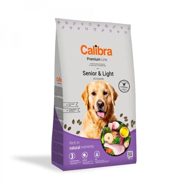 CALIBRA Premium Line Senior & Light Kyckling - torrfoder för hundar - 12 kg