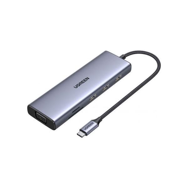 9-i-1 USB-C hub - UGREEN - HDMI, VGA, RJ45, SD, TF, USB-C - Sort