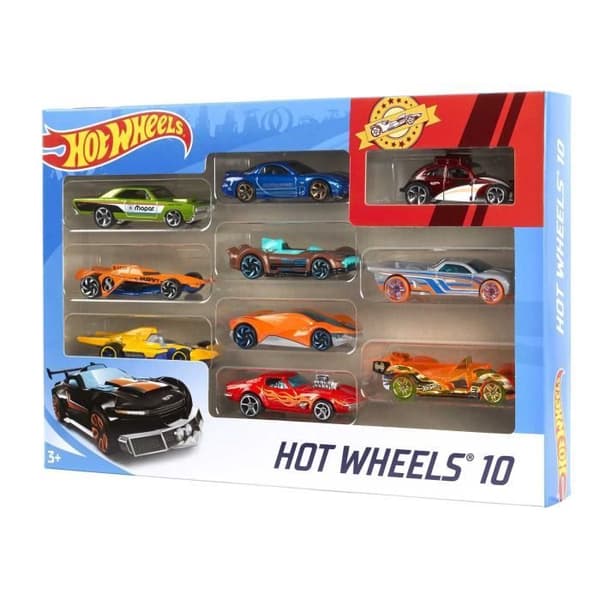 HOT WHEELS - Sæt med 10 biler - Tilfældig model