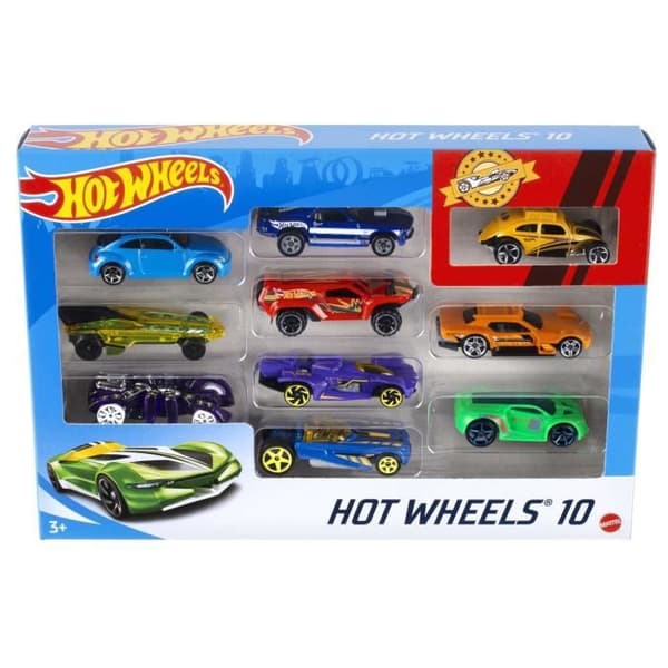 HOT WHEELS - Sæt med 10 biler - Tilfældig model
