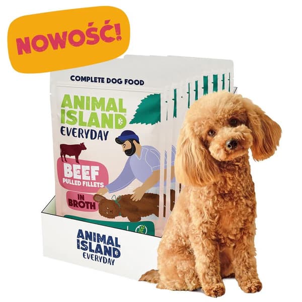 ANIMAL ISLAND Oksefileter i bouillon - vådfoder til hunde - 10x150g