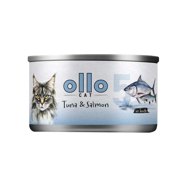 OLLO Katt Nr 11 Tonfisk & Lax i buljong - våtfoder för katter - 70 g