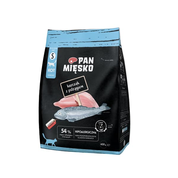 PAN MIĘSKO Kyckling med öring S - torrfoder för katter - 400 g
