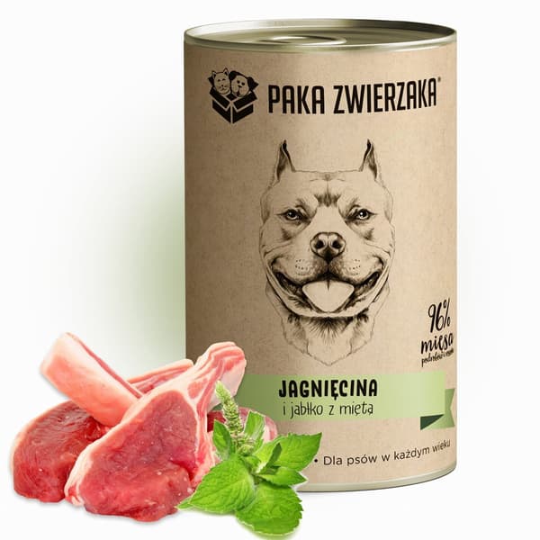 PAKA ZWIERZAKA Lam og æble med mynte - vådfoder til hunde - 400 g