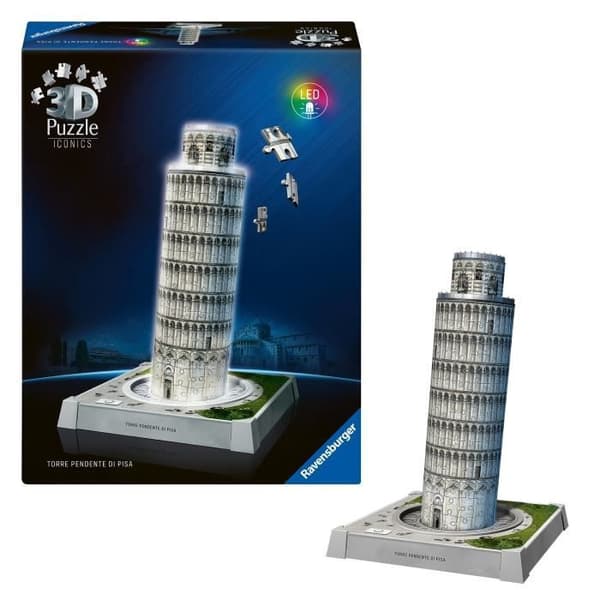 Iconics 3D-palapeli - Pisan kalteva torni valaistuna