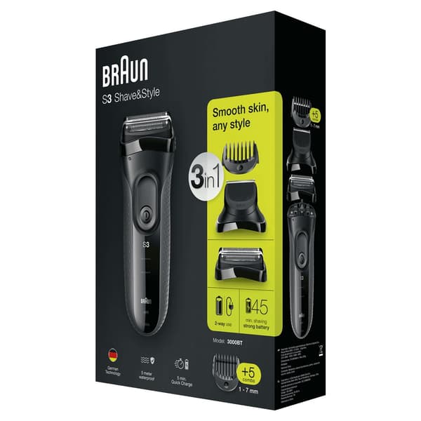 Braun 3000BT Foliebarbermaskine Trimmer Sort, Grå
