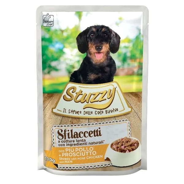 STUZZY Sfilaccetti Kylling med skinke - vådfoder til hunde - 100g