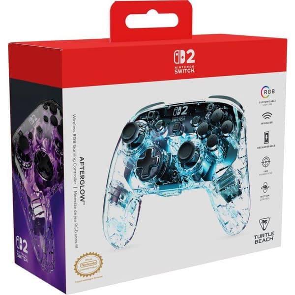 Spilcontroller - TURTLE BEACH - Nintendo Switch 2 - Afterglow - Trådløs - Transparent med RGB-belysning