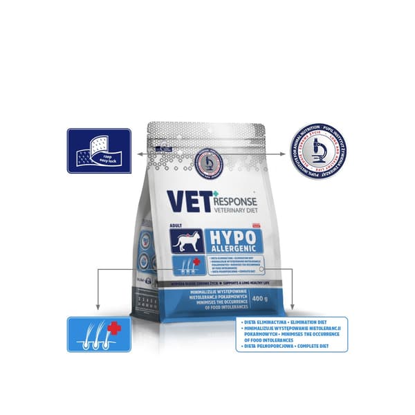 VET RESPONSE Hypoallergeniskt torrfoder för katter - 400 g