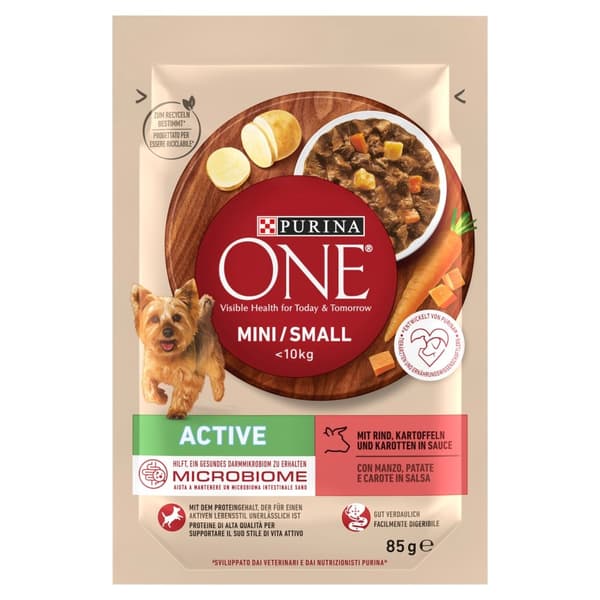 PURINA One Mini/Small Active Beef - vådfoder til hunde - 85 g