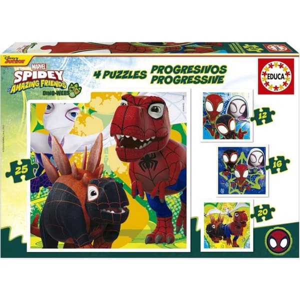 Progressiva pussel - EDUCA - Dino Spidey - 12+16+20+25 bitar