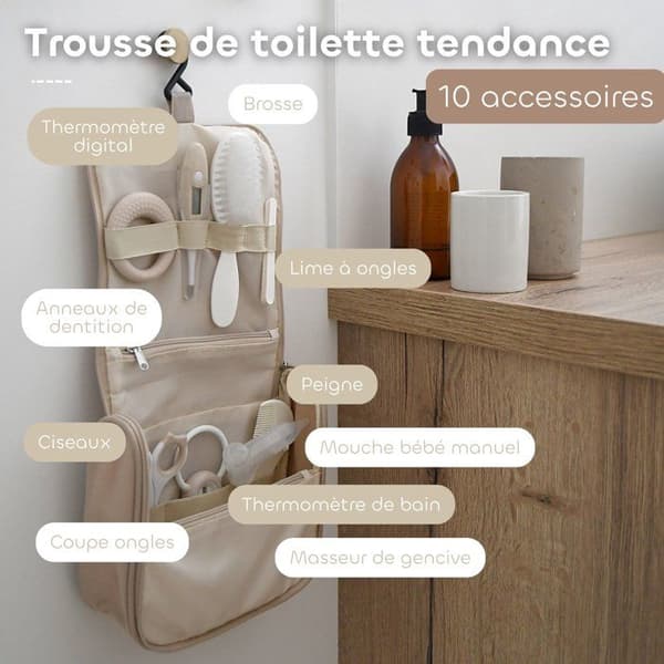 Toilettaske - BEABA - 10 tilbehør - Ler