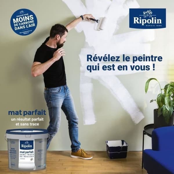Perfekt matt vägg- och takfärg - Matt vit - RIPOLIN - 2,5 L