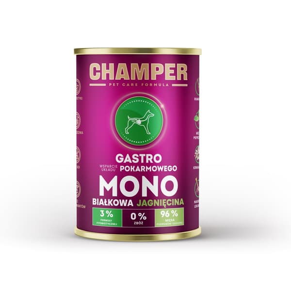 CHAMPER Gastro Monoprotein Lam - vådfoder til hunde - 400 g