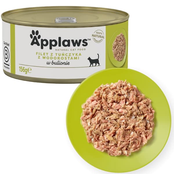 APPLAWS Tunfilet med tang i bouillon - vådfoder til katte - 156 g