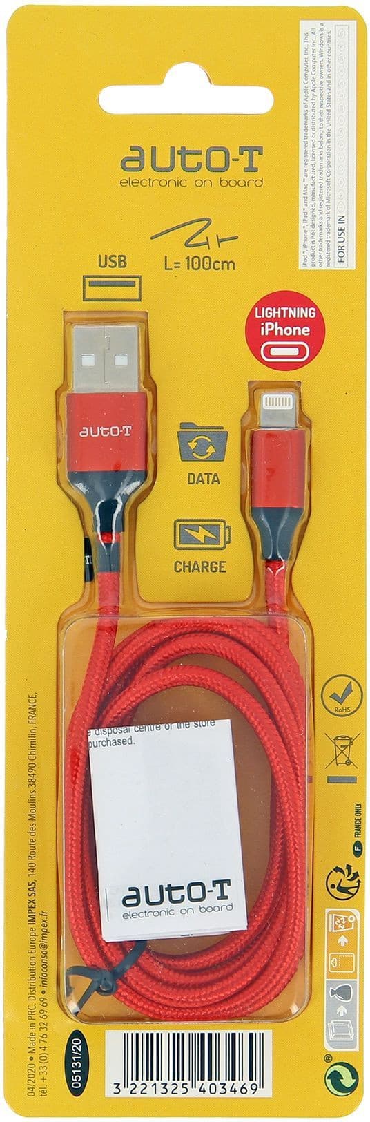 Kaapeli - AUTO T - 540346 - USB 2.0 - Lightning