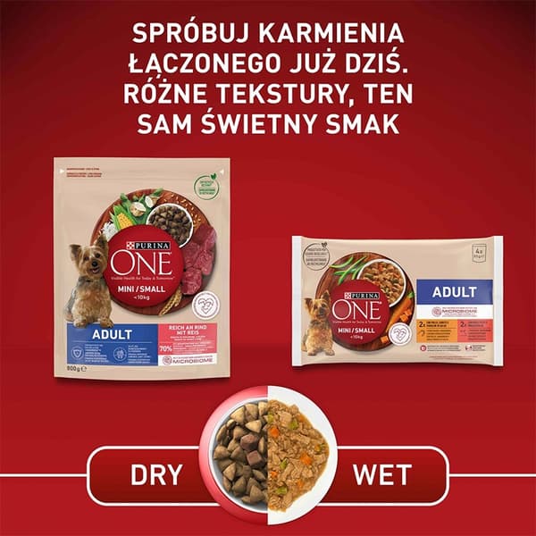 PURINA One Mini Adult Oksekød, Ris - Tørfoder til hunde - 800 g