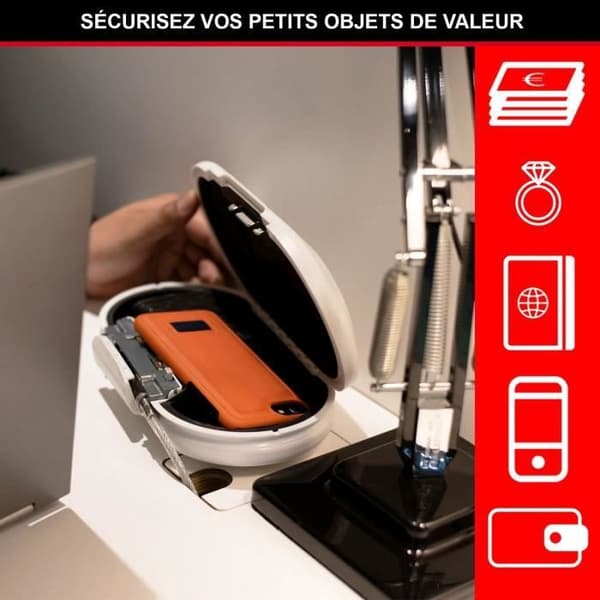 MASTER LOCK bärbar mini-reseförvaringslåda med säkerhetskabel - vit