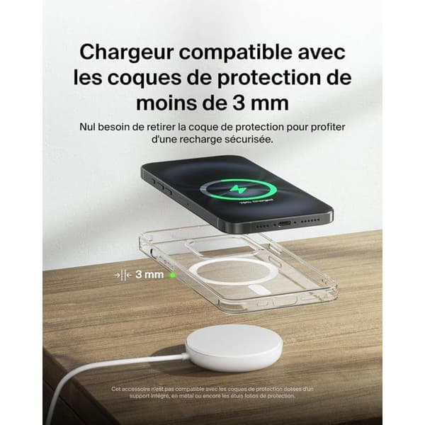 Laddplatta - BELKIN - USB-C - 15 W - Vit
