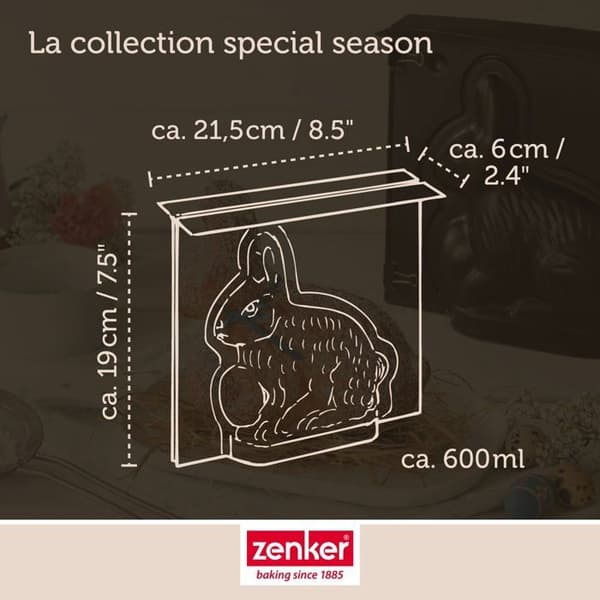 Sæt med 2 3D kageforme - ZENKER - Påskehareform - 600 ml