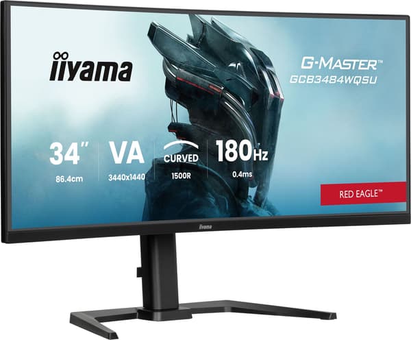 Böjd spelmonitor - IIYAMA - 34" - 180Hz - VA-panel - 0.4 ms - Höjdjusterbar - G-Master Red Eagle