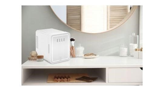 Minikylskåp med LED-sminkspegel ELLE 4L vit