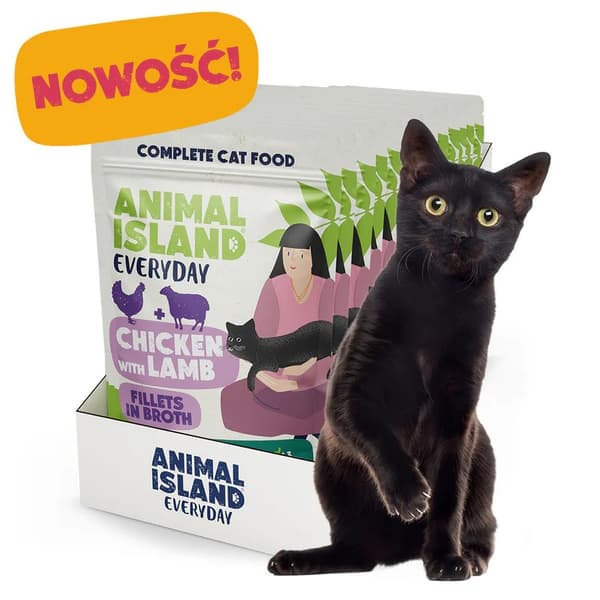 ANIMAL ISLAND Kylling med lammefileter i bouillon - vådfoder til katte - 12x85g