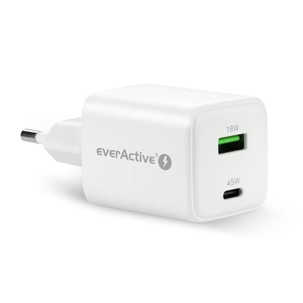 Oplader 1 x USB Quick Charge 4.0, 1 x USB-C 45W hvid