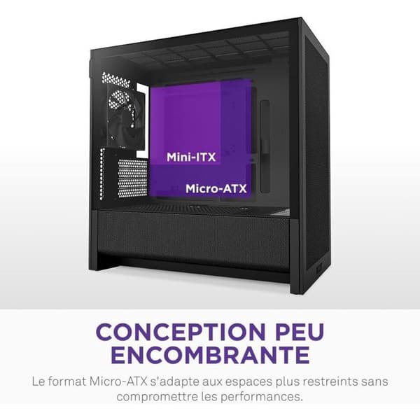 Micro-ATX mid-tower kabinet - NZXT - H3 Flow - Bemærkelsesværdig luftstrøm - Hvid - Stor grafik