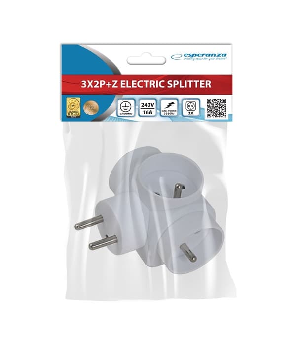 Esperanza ELK302W Elektrisk Splitter 3 stikkontakter Hvid