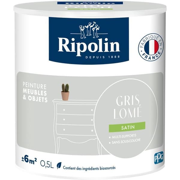 Møbel- og objektmaling - Lomé Grå - Satin finish - Ripolin - 0,5L