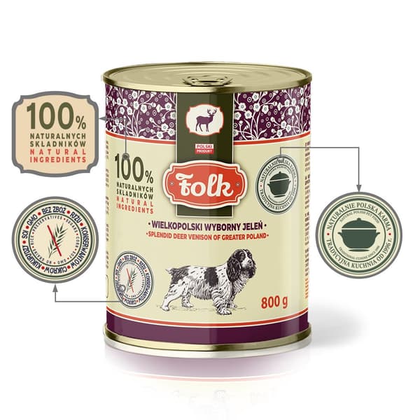 FOLK Splendid hjortevildt fra Storpolen - vådfoder til hunde - 800 g