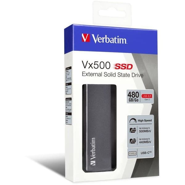 Extern SSD-enhet - VERBATIM - VX500 - 480 GB - Grå