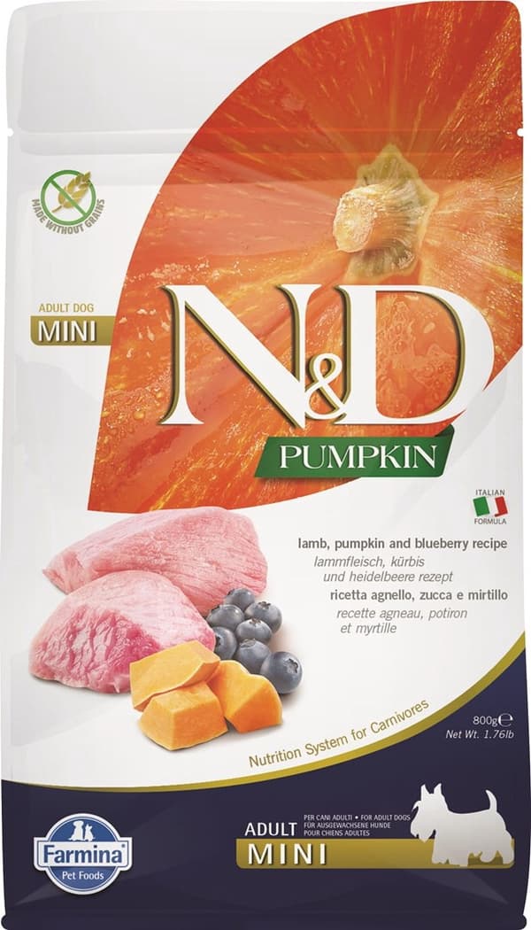 FARMINA N&D Pumpkin Dog Lam & Blåbær Adult Mini - tørfoder til hunde - 800 g