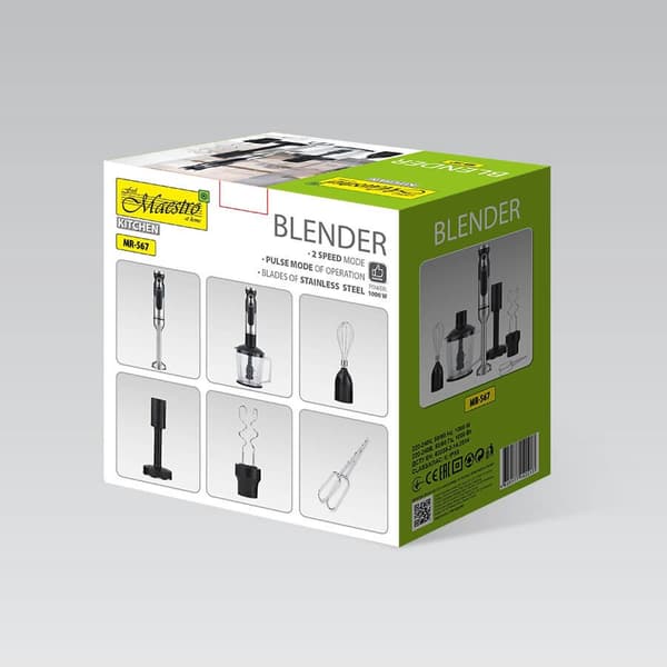 Maestro MR-567 blender Stavblender 1000 W Sort, Rustfrit stål
